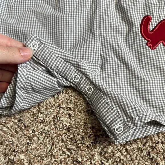 LITTLE BEAR SMOCKS GINGHAM ALABAMA ROMPER - Picture 7 of 8